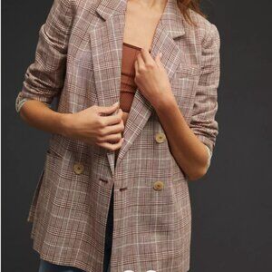 Anthropologie Maeve Double Breasted Plaid Blazer